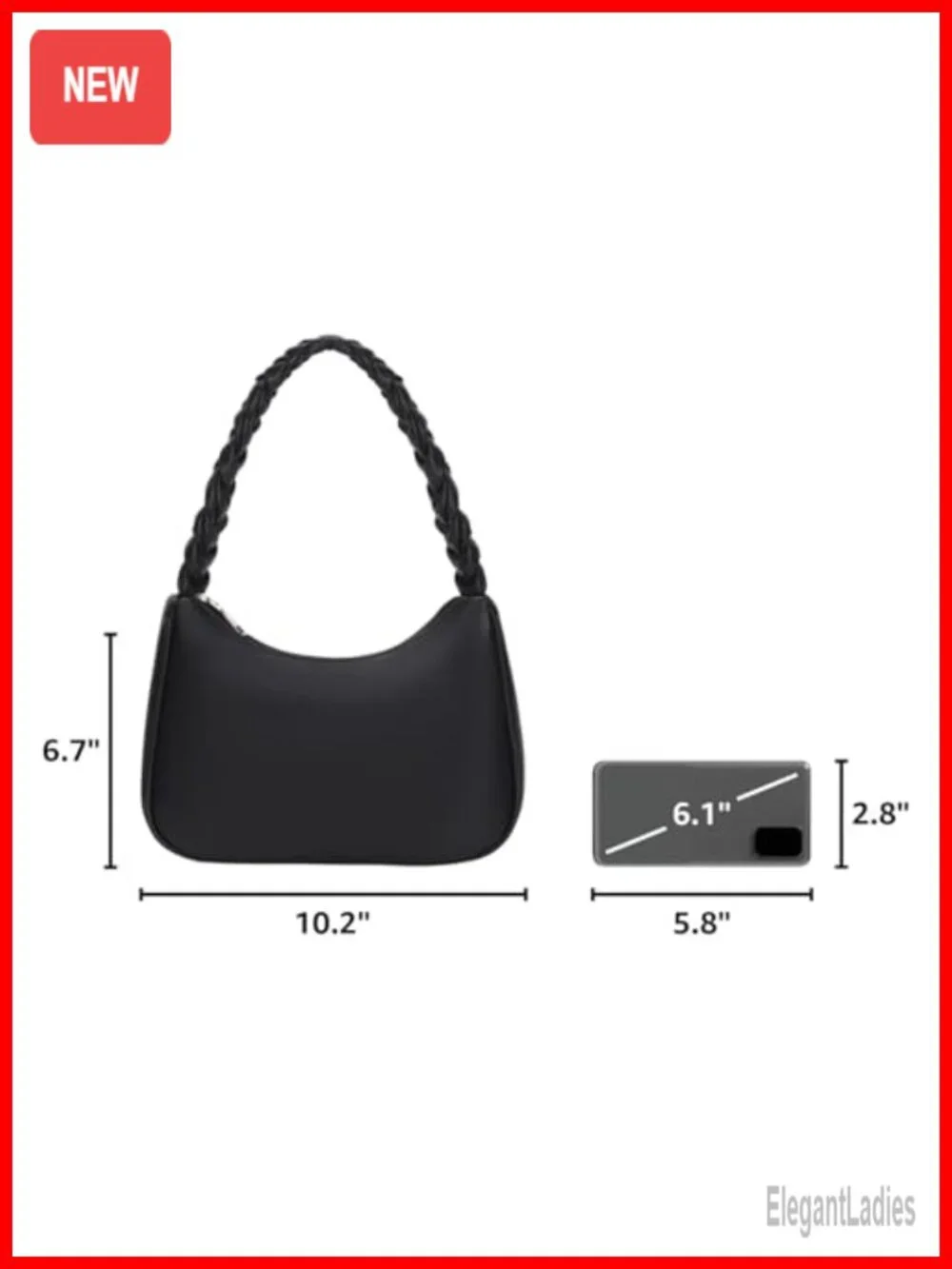 PU Leather Hobo Bag Women Shoulder Tote Handbag Mini Clutch Purse Zip
